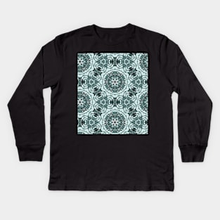 Mandala ornament - dark green mint Kids Long Sleeve T-Shirt